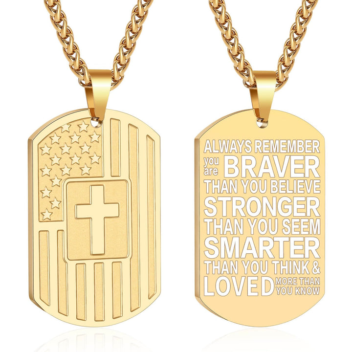 Christianartworkshop American Flag & Cross Double-Sided Scripture Necklace: A Symbol of Sacred Strength and Courage - Golden Braver - image 13