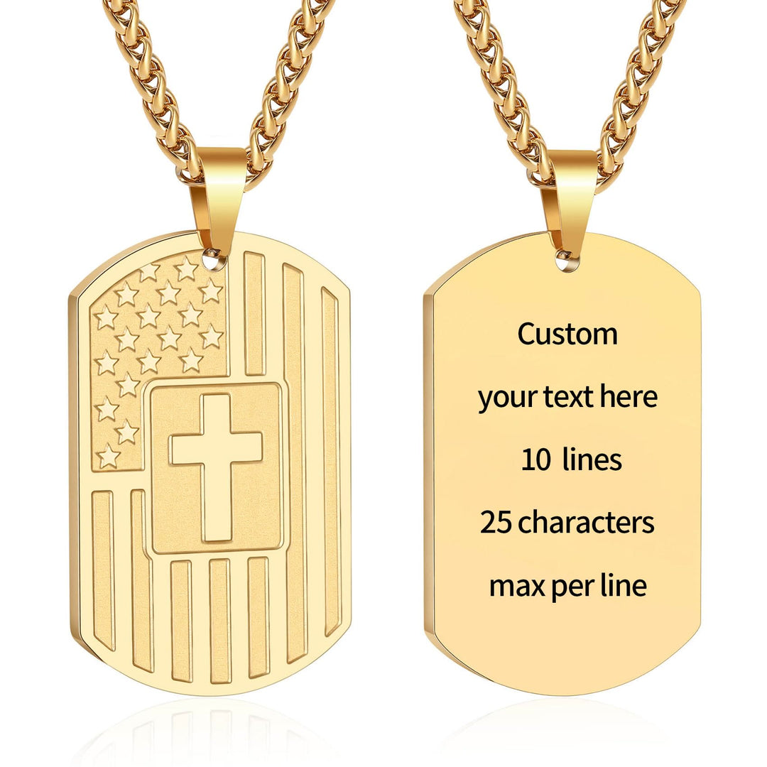 Christianartworkshop American Flag & Cross Double-Sided Scripture Necklace: A Symbol of Sacred Strength and Courage - Golden Custom - image 16
