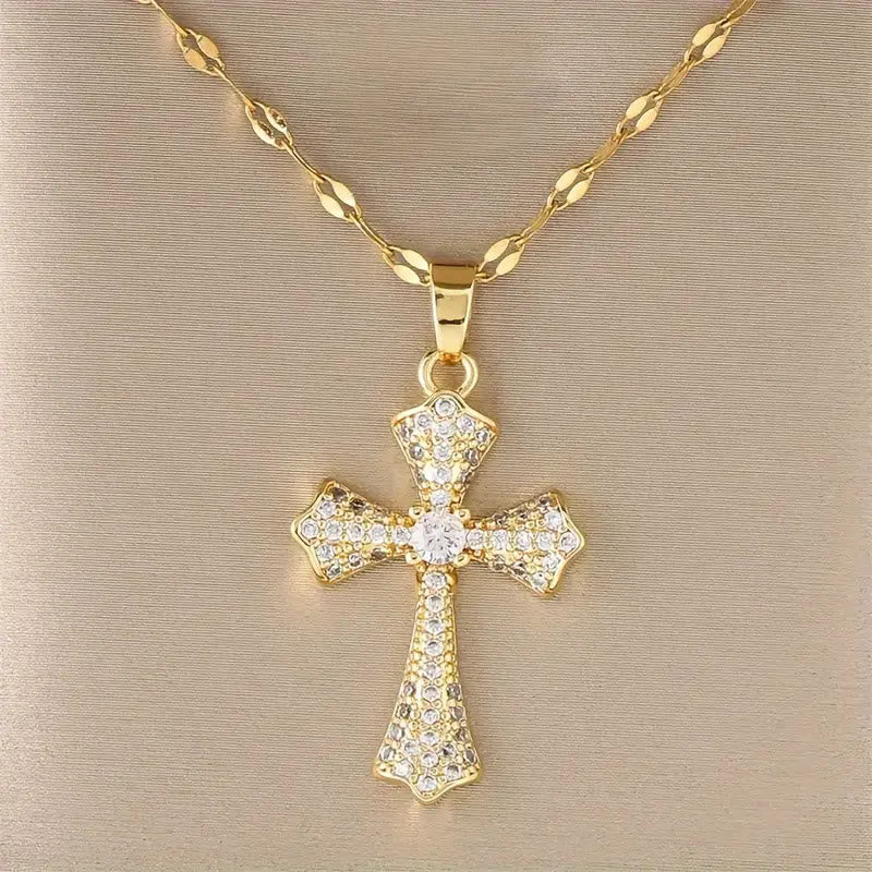 Christianartworkshop Radiant Zircon Cross Necklace: Forging Hope and Grace in Every Wear - image 1