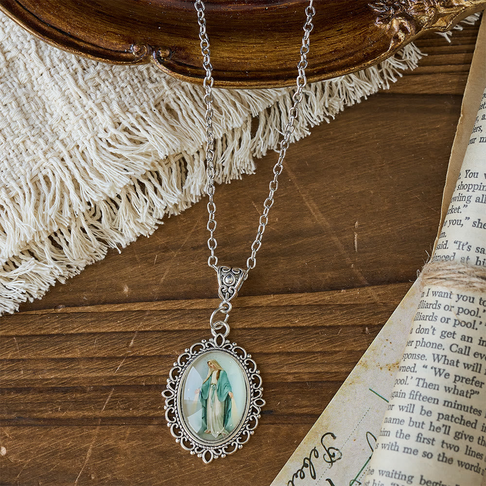 Christianartworkshop Filigree Frame Our Lady Portrait Necklace: A Symbol of Sacred Grace and Divine Light - image 2