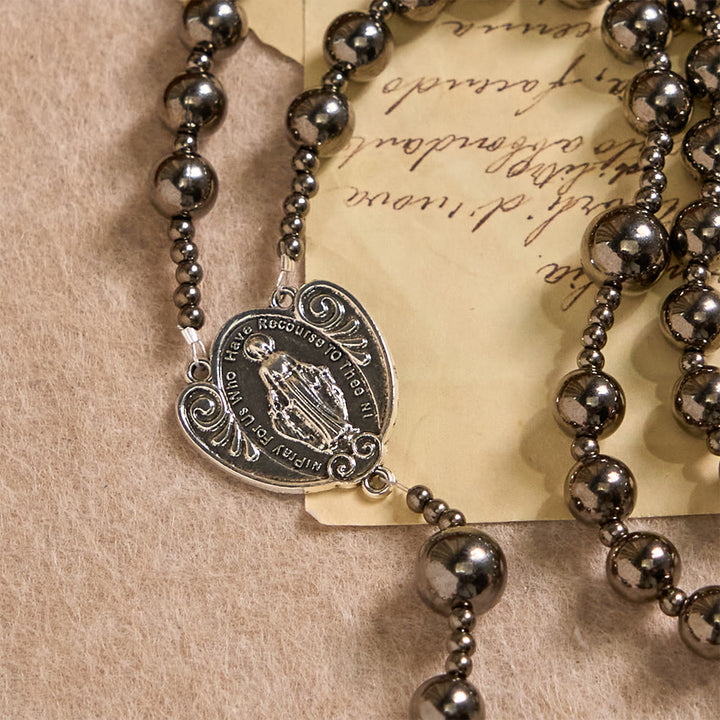 Christianartworkshop Antique Silver Tone Battle Bead Rosary: A Symbol of Grace in Every Prayer - image 5