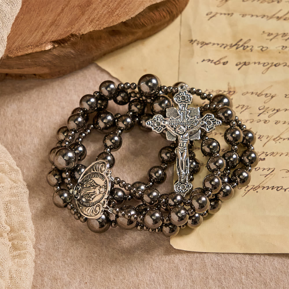 Christianartworkshop Antique Silver Tone Battle Bead Rosary: A Symbol of Grace in Every Prayer - image 3