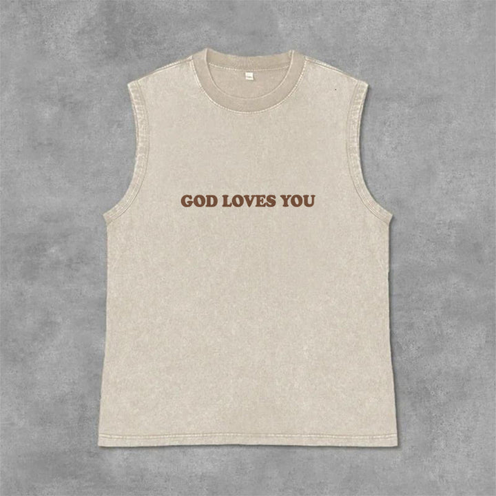 Christianartworkshop God Loves You Unisex Washed Tank Top - image 14