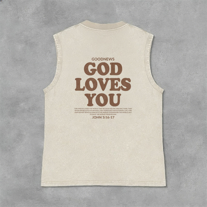 Christianartworkshop God Loves You Unisex Washed Tank Top - image 12