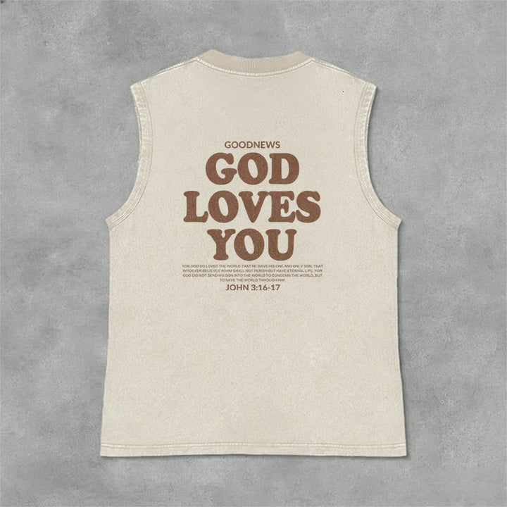 Christianartworkshop God Loves You Unisex Washed Tank Top - image 12