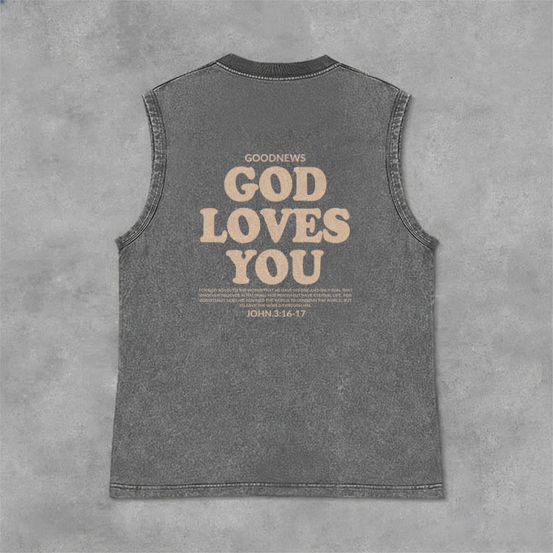 Christianartworkshop God Loves You Unisex Washed Tank Top - image 20