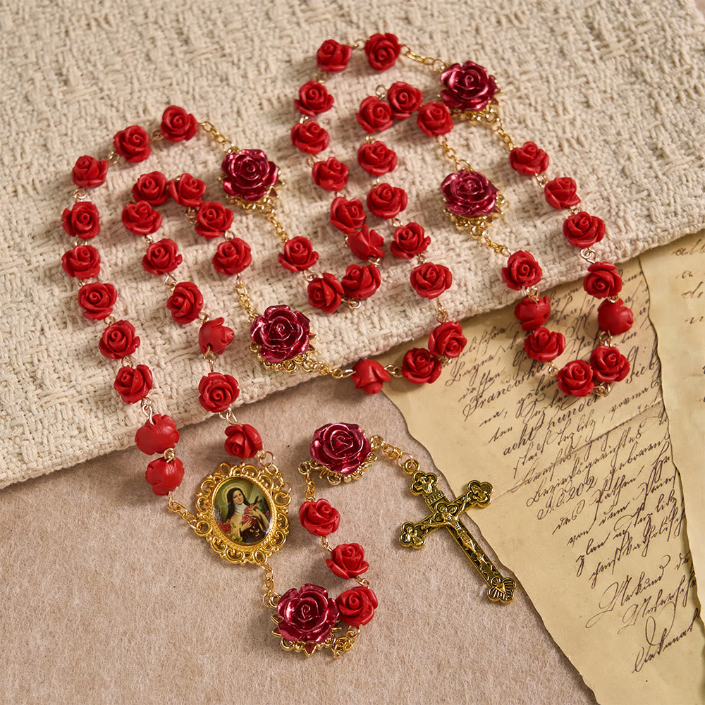 Christianartworkshop Rose Resin Bead Devotional Rosary with Our Lady Medal & Crucifix: Carry Divine Light in Every Petal - image 3