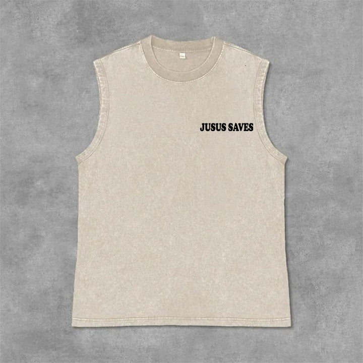 Christianartworkshop Jesus Saves John 3:16 Unisex Washed Tank Top - image 27