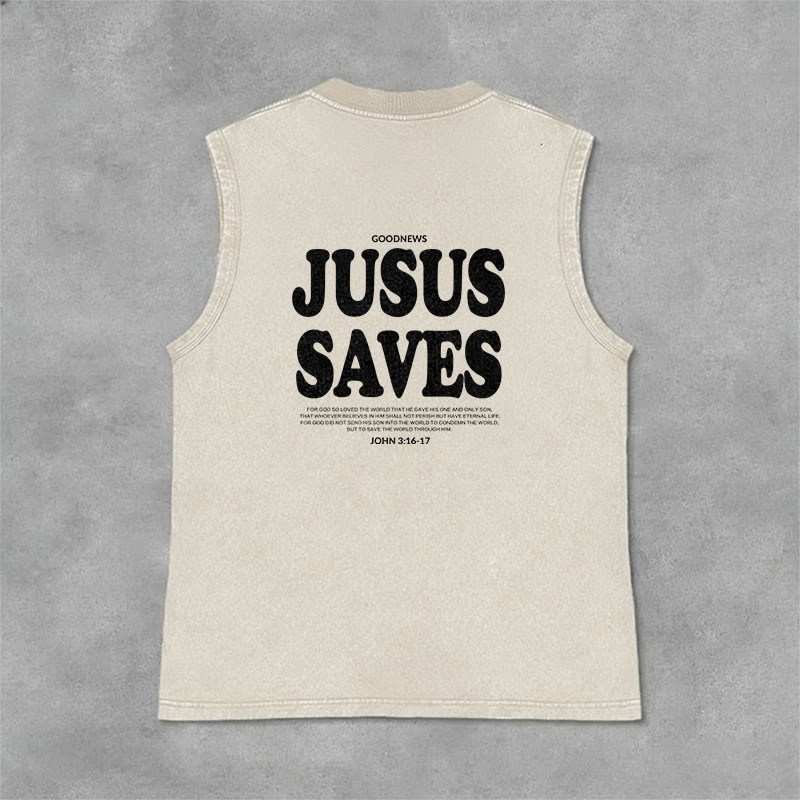 Christianartworkshop Jesus Saves John 3:16 Unisex Washed Tank Top - image 26