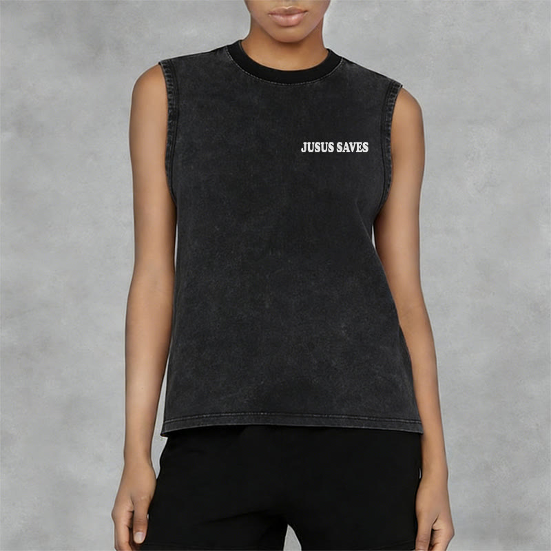 Christianartworkshop Jesus Saves John 3:16 Unisex Washed Tank Top - image 11