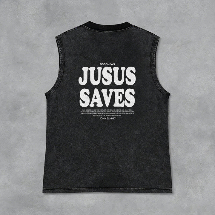 Christianartworkshop Jesus Saves John 3:16 Unisex Washed Tank Top - image 12