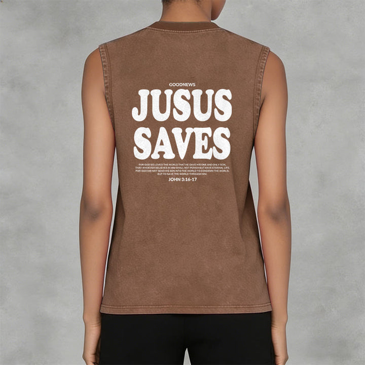 Christianartworkshop Jesus Saves John 3:16 Unisex Washed Tank Top - image 31