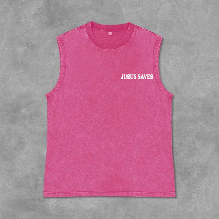 Christianartworkshop Jesus Saves John 3:16 Unisex Washed Tank Top - image 6