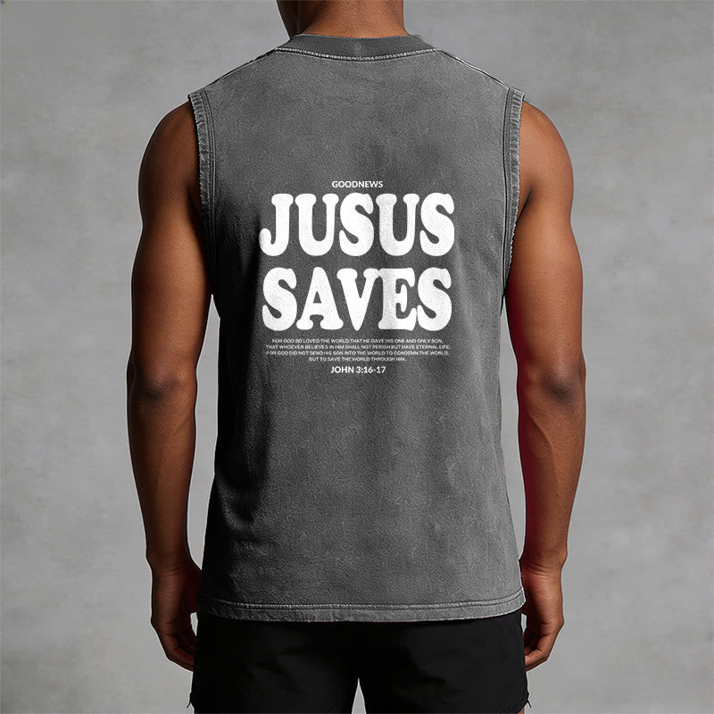 Christianartworkshop Jesus Saves John 3:16 Unisex Washed Tank Top - image 15