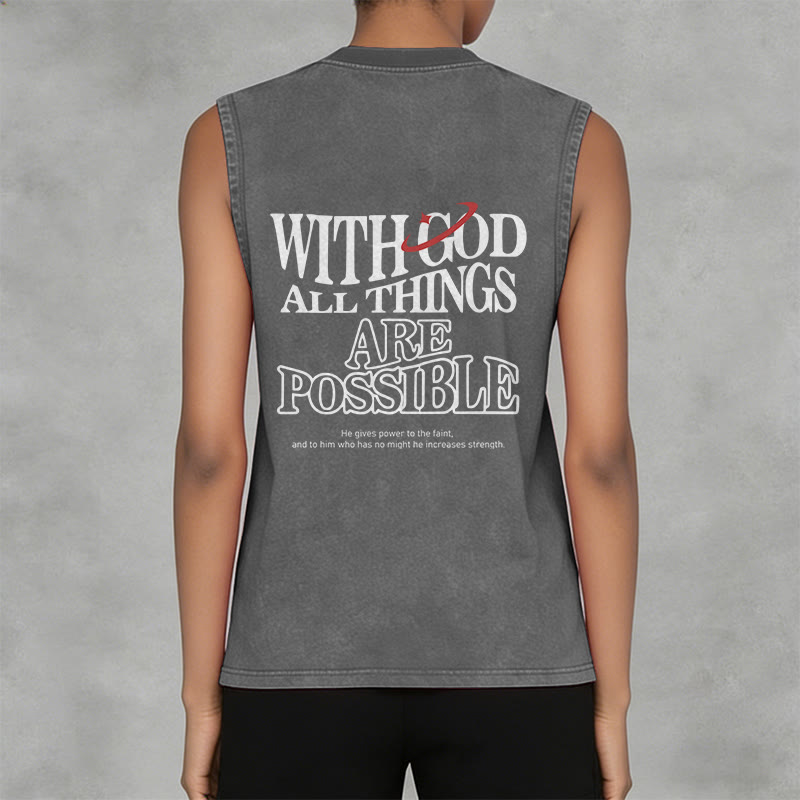 Christianartworkshop With God All Things Are Possible Washed Tank Top - image 6