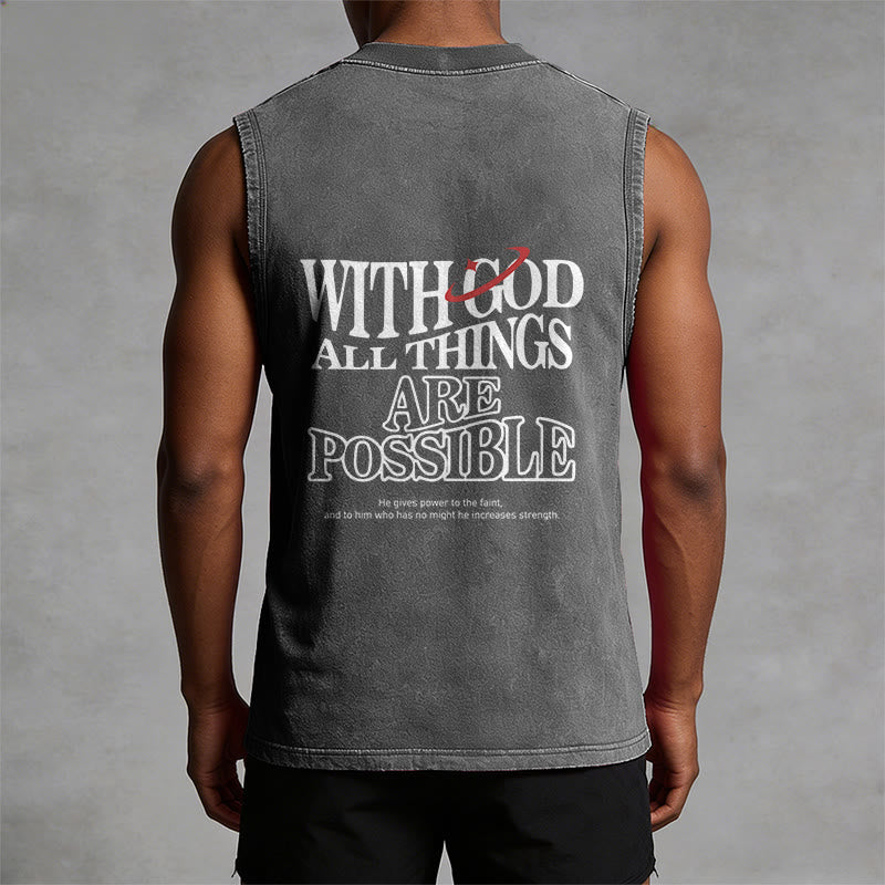 Christianartworkshop With God All Things Are Possible Washed Tank Top - image 5