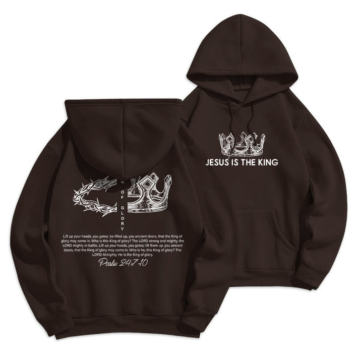 Christianartworkshop Quotation Style Jesus Is The King Fleece Lined Polyester Hoodie - Brown - 2XL - image 14