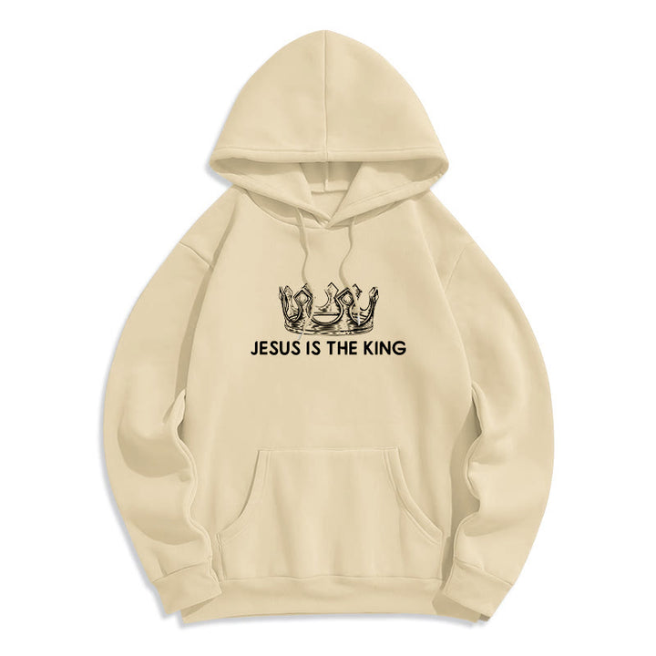 Christianartworkshop Quotation Style Jesus Is The King Fleece Lined Polyester Hoodie - image 13