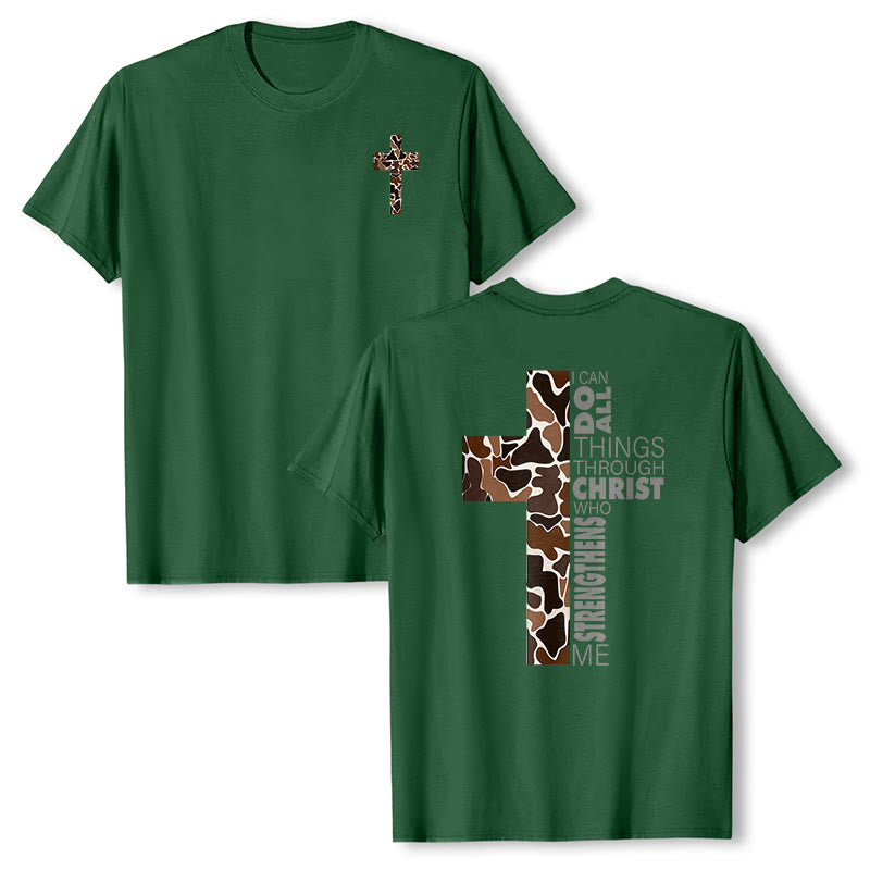 Christianartworkshop Camo Cross Design With Philippians 4:13 Verse Christian T-Shirt - Dark Green - 2XL - image 24
