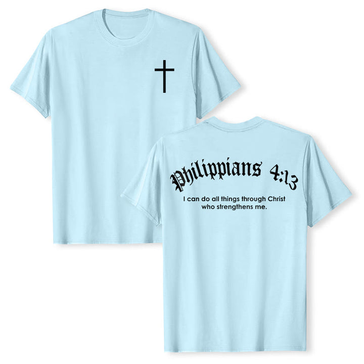 Christianartworkshop Philippians 4:13 "I Can Do All Things" Strength T-Shirt - Blue - 2XL - image 5