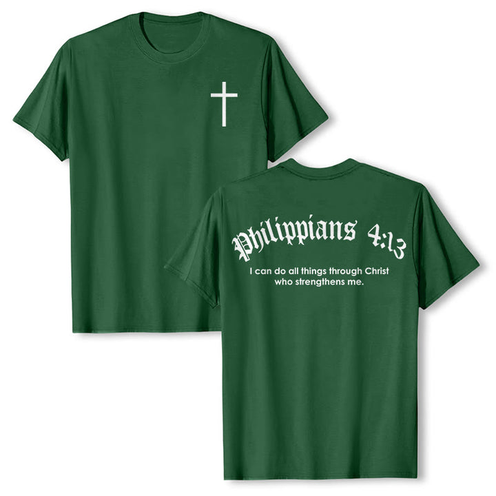 Christianartworkshop Philippians 4:13 "I Can Do All Things" Strength T-Shirt - Dark Green - 2XL - image 23