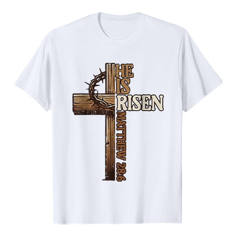 Christianartworkshop He Is Risen Cross & Crown of Thorns Unisex T-shirt - White - 2XL - image 2