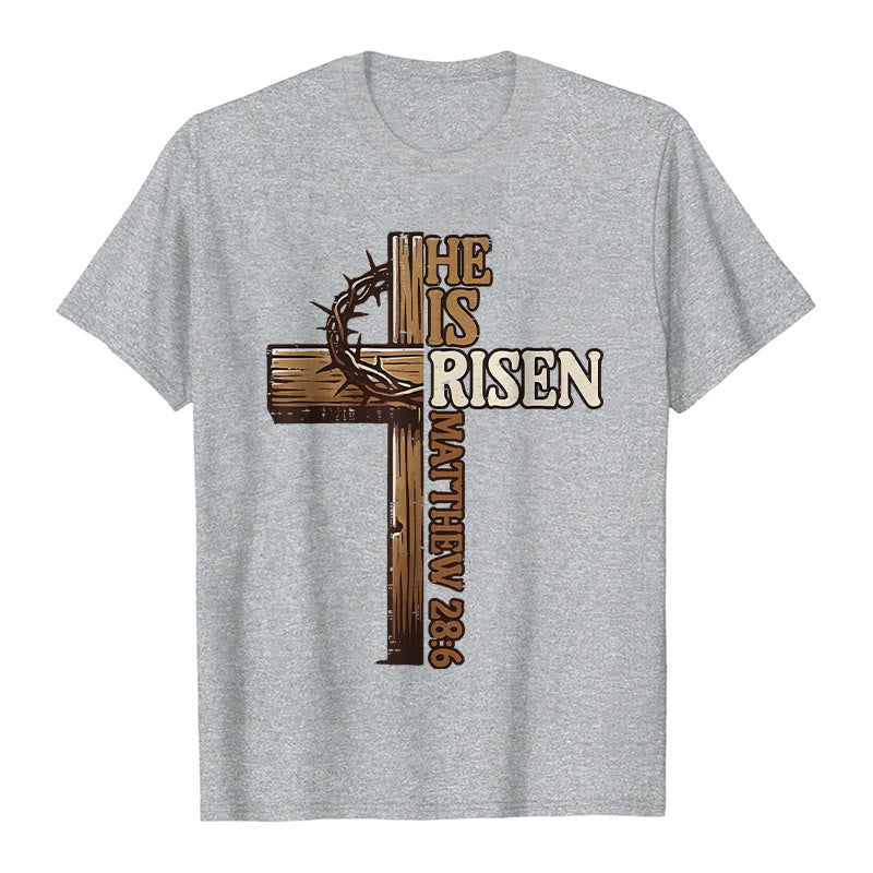 Christianartworkshop He Is Risen Cross & Crown of Thorns Unisex T-shirt - Grey - 2XL - image 8