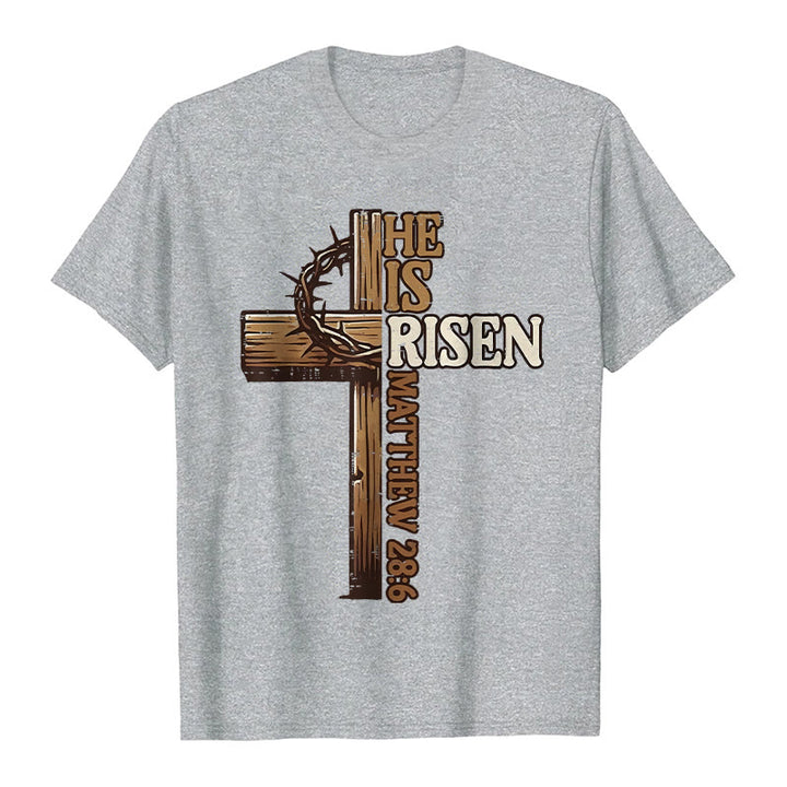 Christianartworkshop He Is Risen Cross & Crown of Thorns Unisex T-shirt - Grey - 2XL - image 8