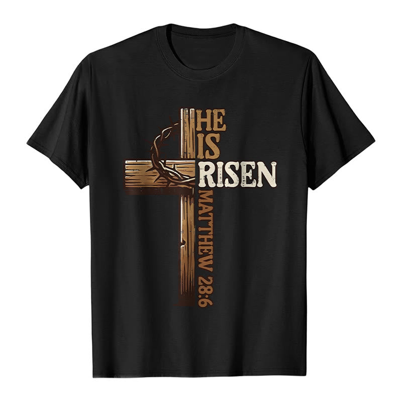 Christianartworkshop He Is Risen Cross & Crown of Thorns Unisex T-shirt - Black - 2XL - image 6
