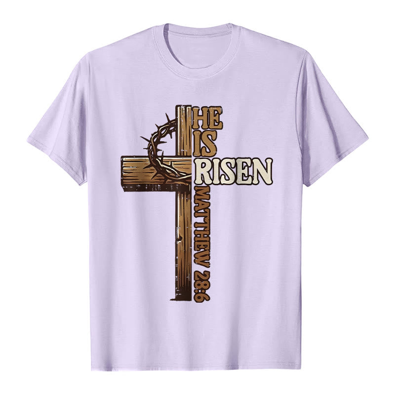Christianartworkshop He Is Risen Cross & Crown of Thorns Unisex T-shirt - Light Purple - 2XL - image 4