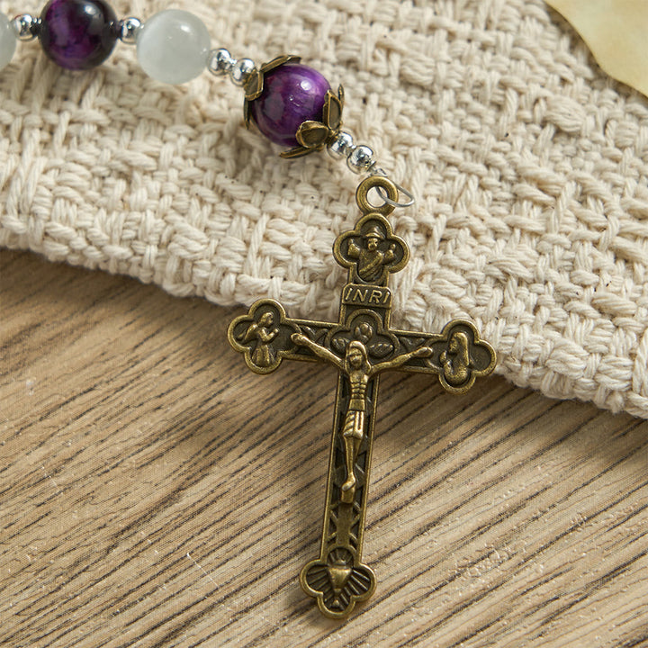 Christianartworkshop Cat's Eye Beaded Rosary with Mary Medal: A Symbol of Divine Guidance & Faith - image 8