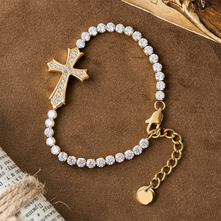 Christianartworkshop 2-Color Elegant Zircon-Encrusted Cross Bracelet: A Symbol of Divine Grace & Elegance - image 4