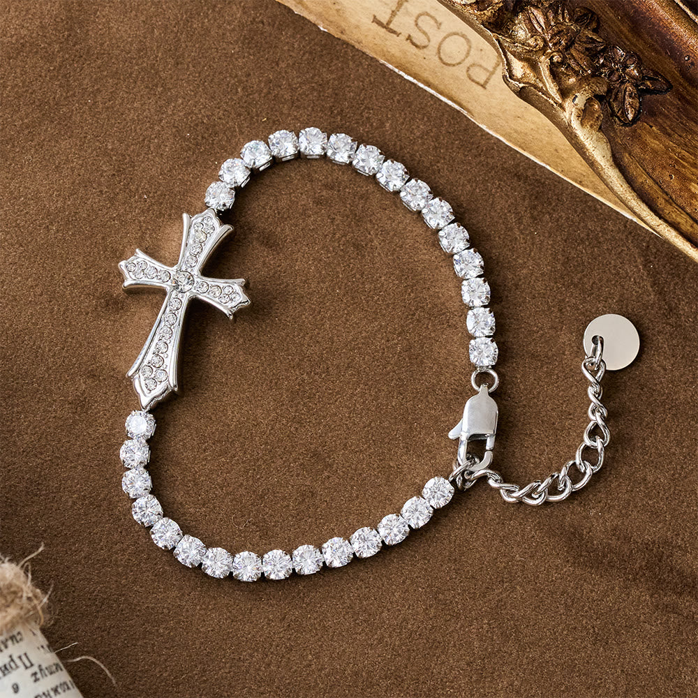 Christianartworkshop 2-Color Elegant Zircon-Encrusted Cross Bracelet: A Symbol of Divine Grace & Elegance - image 6