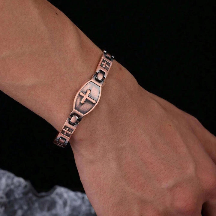 Christianartworkshop Link Chain Cross Engraved Bracelet: A Symbol of Divine Strength & Faith - image 2