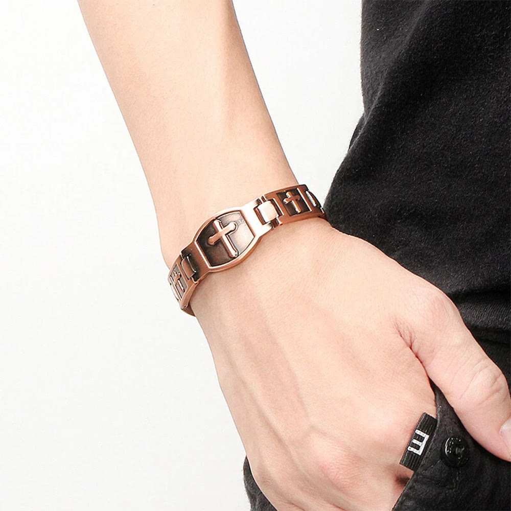 Christianartworkshop Link Chain Cross Engraved Bracelet: A Symbol of Divine Strength & Faith - image 3