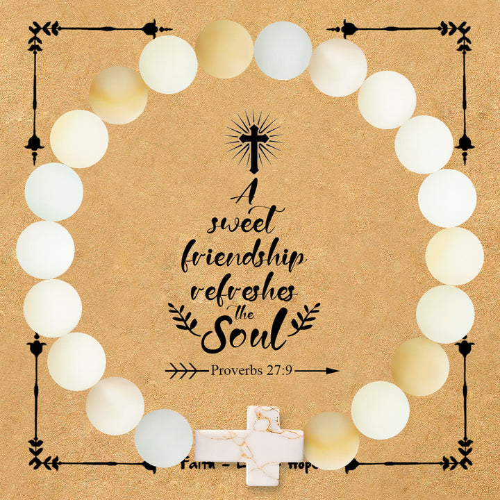 Christianartworkshop Natural Stone Cross Bracelet with Proverbs 27:9 Card: A Symbol of Divine Friendship & Grace - Amazon stone - image 3