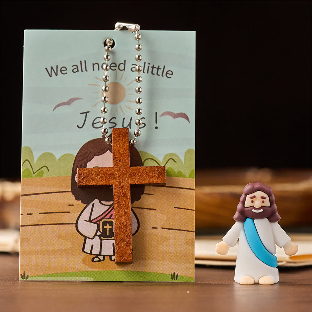 Christianartworkshop Mini Jesus Figurine Set with Scripture Card & Cross Pendant: A Symbol of Divine Joy & Faith - image 5