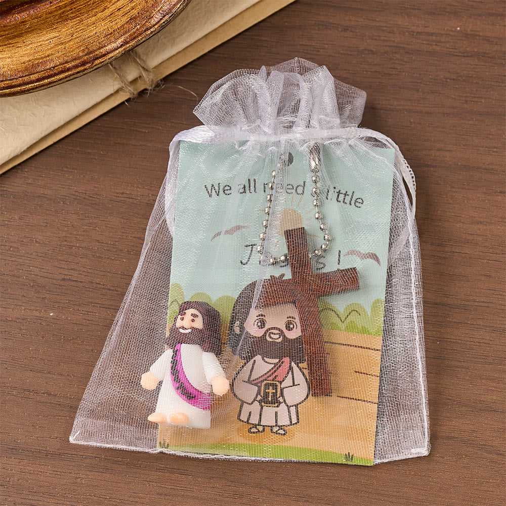 Christianartworkshop Mini Jesus Figurine Set with Scripture Card & Cross Pendant: A Symbol of Divine Joy & Faith - image 8