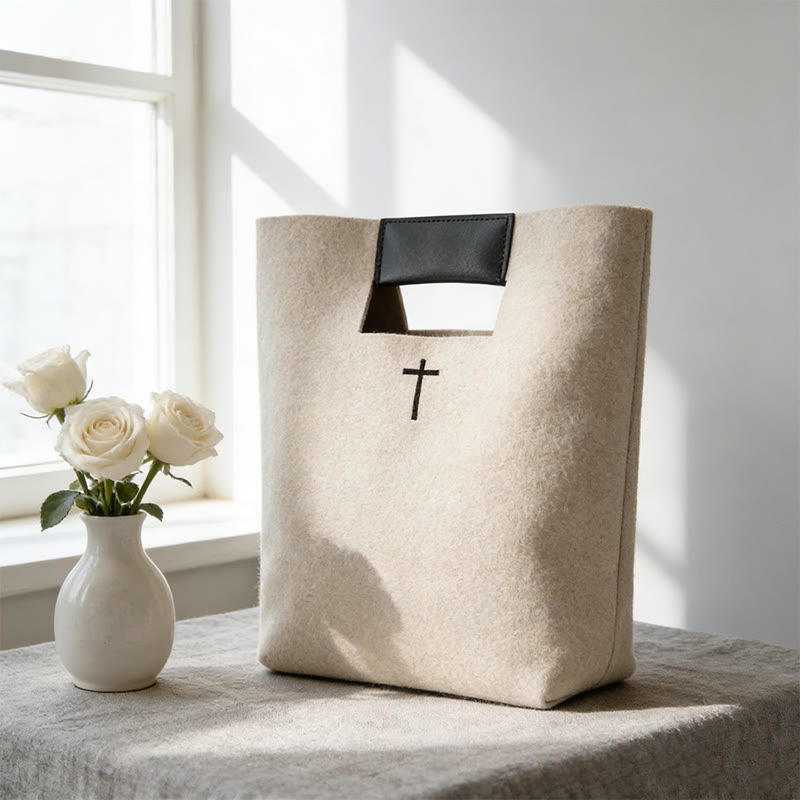 Christianartworkshop Multi-Hued Felt Bible Bag with Cross Emblem: A Token of Heavenly Grace for Daily Worship - image 8