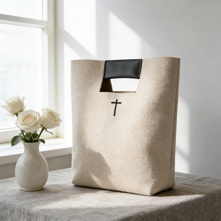 Christianartworkshop Multi-Hued Felt Bible Bag with Cross Emblem: A Token of Heavenly Grace for Daily Worship - image 8