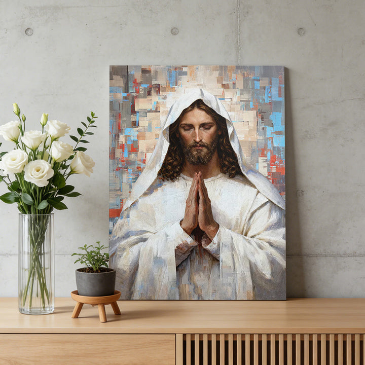 Christianartworkshop Divine Prayer Jesus Canvas Wall Art: Serene Christ in Prayer Portrait - image 3