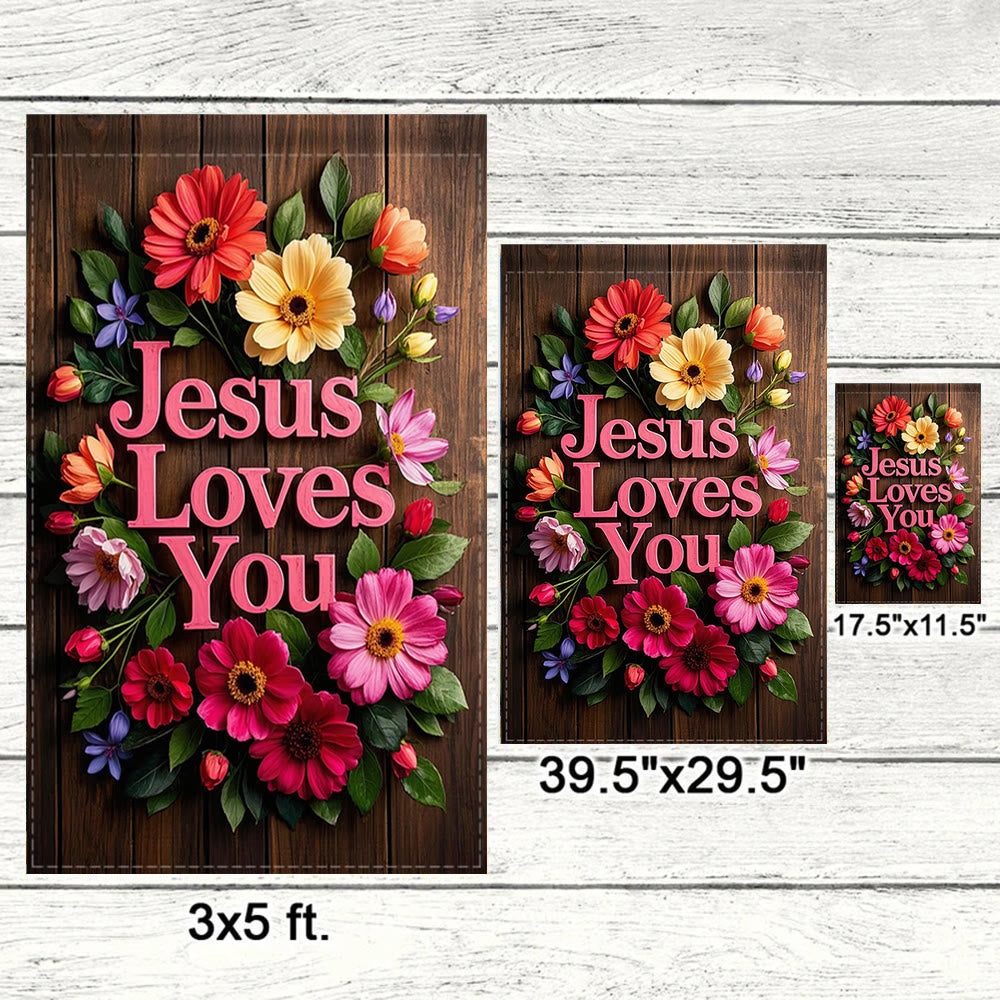 Christianartworkshop Floral Wreath Jesus Loves You Garden Flag: A Token of Heavenly Affection - image 5