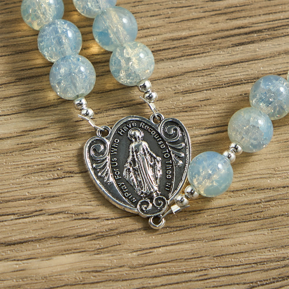 Christianartworkshop Pink Glass Bead Rosary with Rose Embellishments & Miraculous Medal - image 13