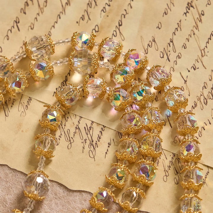 Christianartworkshop Iridescent Faceted Glass Rosary with Our Lady Medal & Golden Crucifix - image 4