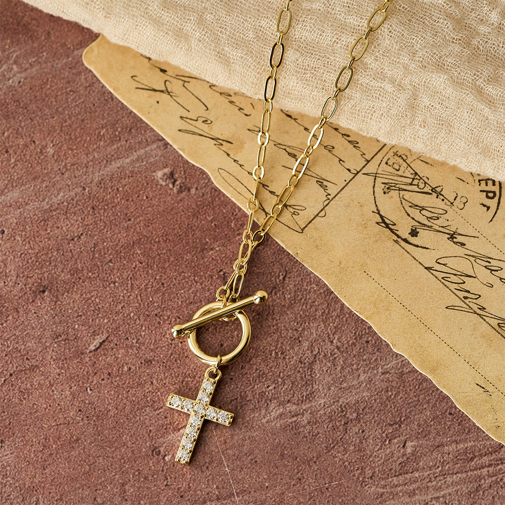 Christianartworkshop Pavé Zircon Toggle Cross Necklace: A Symbol of Sacred Faith & Effortless Grace - image 2