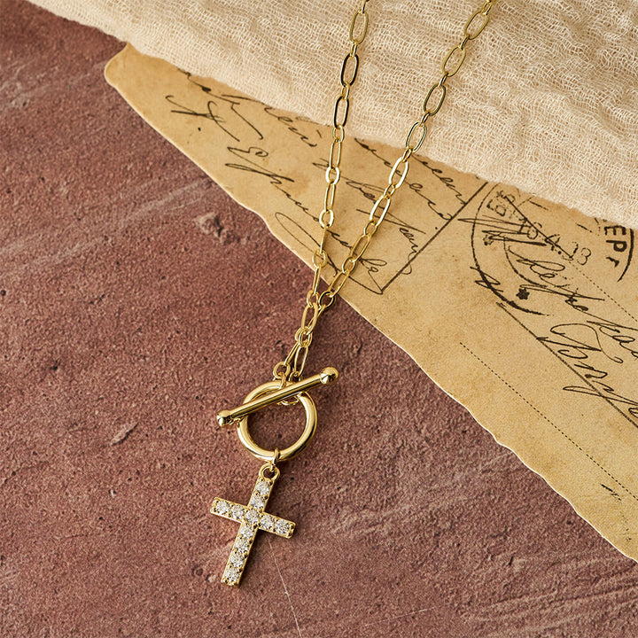 Christianartworkshop Pavé Zircon Toggle Cross Necklace: A Symbol of Sacred Faith & Effortless Grace - image 2