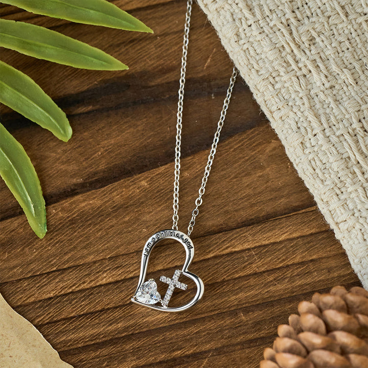 Christianartworkshop I Am a Child of God Heart Cross Necklace with Zircon Accents: A Token of Heavenly Identity - image 6