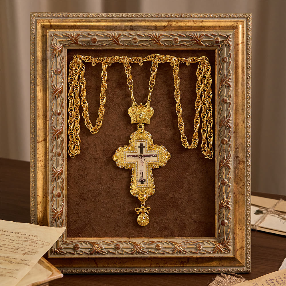 Christianartworkshop Ornate Large Pectoral Crucifix Necklace with Crown Accent: A Symbol of Sacred Majesty & Redemption - image 3