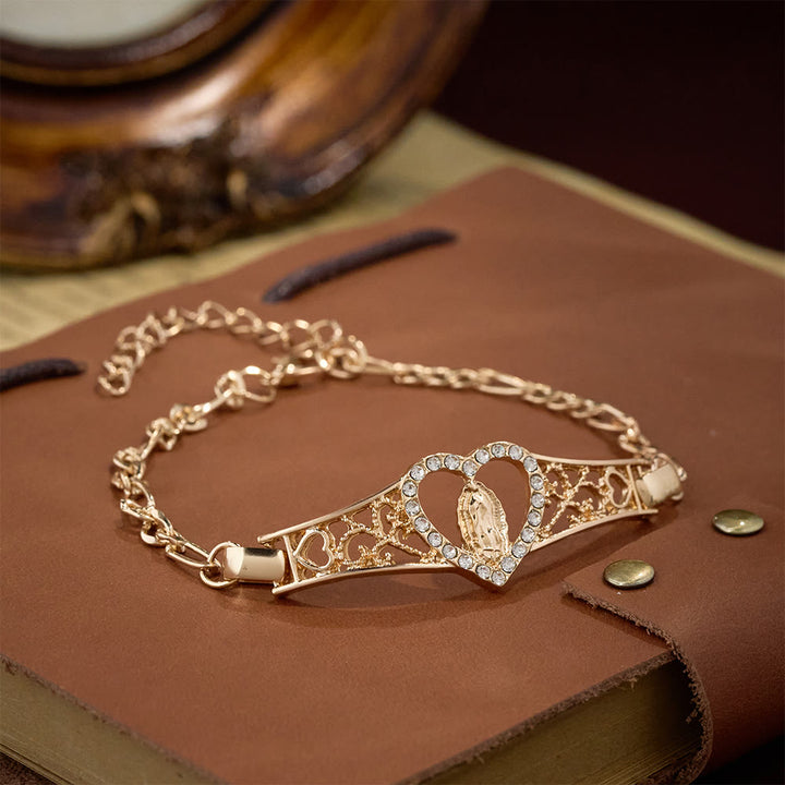Christianartworkshop Gold Filigree Our Lady Bracelet with Zircon Halo: A Symbol of Marian Devotion & Divine Grace - image 6