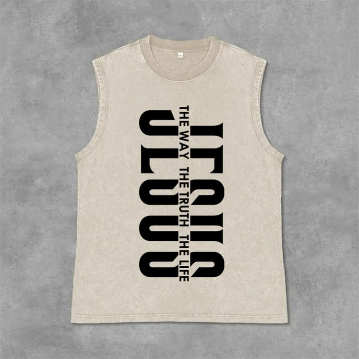 Christianartworkshop The Way The Truth The Life Unisex Washed Tank Top - Beige - 2XL - image 6